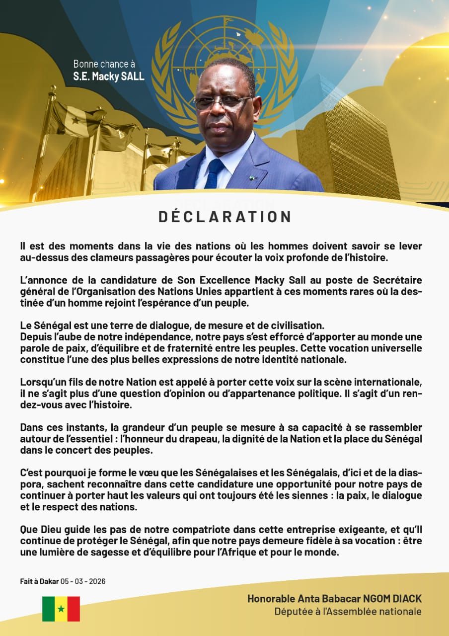 Candidature de Macky Sall à l’ONU : la réaction d’Anta Babacar Ngom