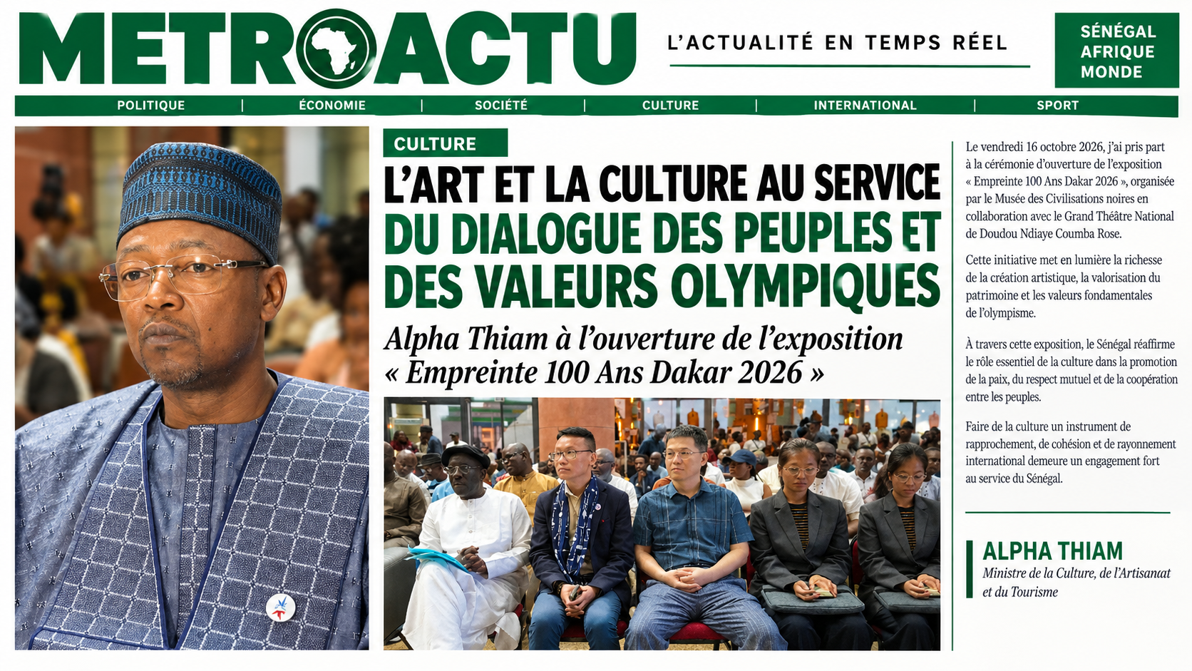 L’art et la culture au service du dialogue des peuples et des valeurs olympiques